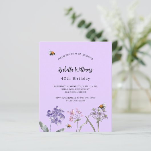 Bloeddieren overtreden roze budgetuitnodiging (Staand voorkant)