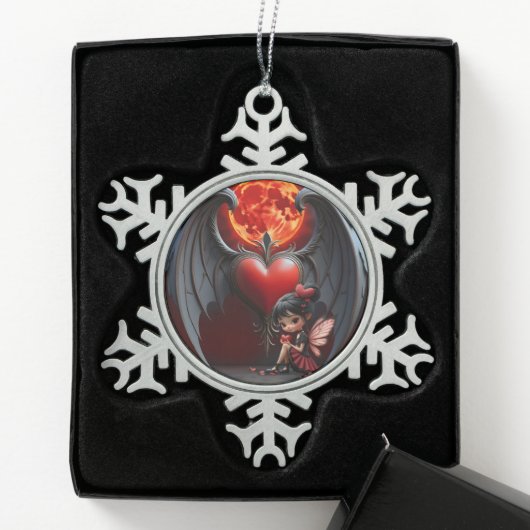 Bloeddmaan Valentijnsfee Tin Sneeuwvlok Ornament (Kistje)