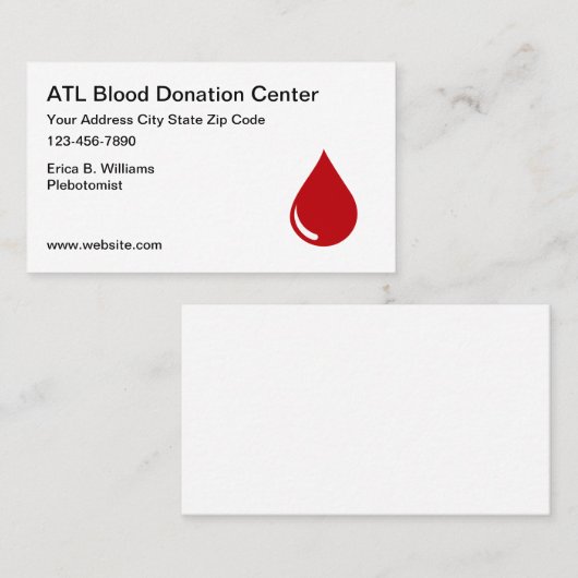 Bloeddonatiecentrum Flebotomist Visitekaartjes (Voorkant / Achterkant)