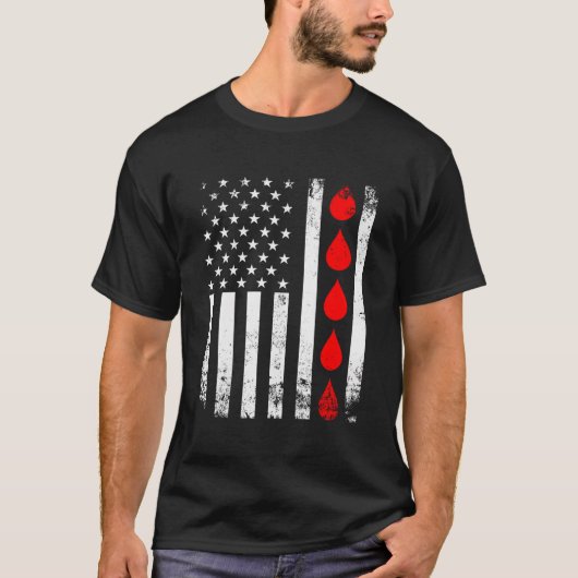 Bloeddonor Flebotomist Amerikaanse Vlag Doneer Blo T-shirt (Voorkant)
