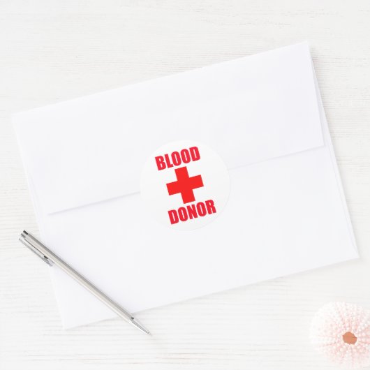 Bloeddonor Ronde Sticker (Envelop)