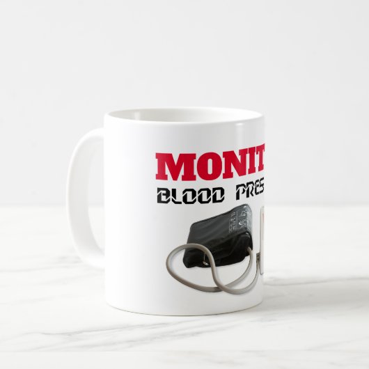 Bloeddruk controle koffiemok (Voorkant links)