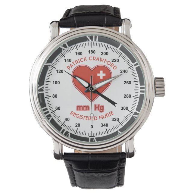 Bloeddrukmeter Verpleegarts Gezondheidszorg Horloge (Voorkant)