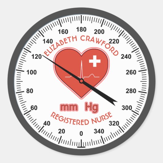 Bloeddrukmeter Verpleegarts Gezondheidszorg Ronde Sticker (Voorkant)