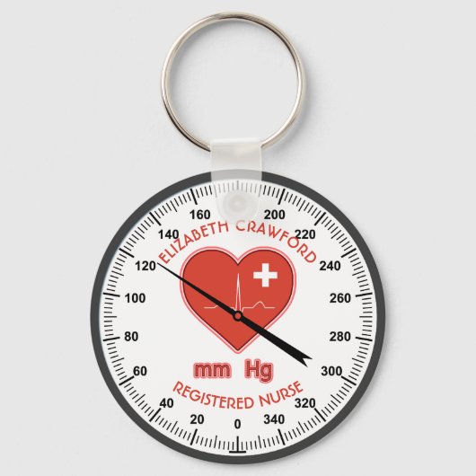 Bloeddrukmeter Verpleegarts Gezondheidszorg Sleutelhanger (Voorkant)