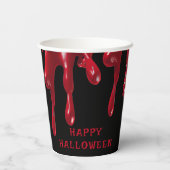 Bloeddruppel Rood & Zwart Spooky Halloween Papieren Bekers (Achterkant)