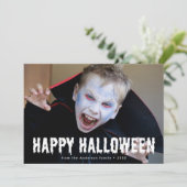 Bloeddruppels Happy Halloween Foto Feestdagenkaart (Staand voorkant)