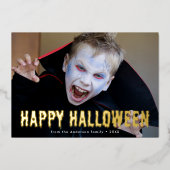 Bloeddruppels Happy Halloween Foto Folie Feestdagenkaart (Voorkant)