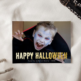 Bloeddruppels Prettig Halloween-foto Folie Feestdagenkaart