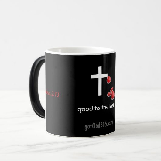 BloeddruppelsGod316.com Cross Magische Mok (Voorkant links)