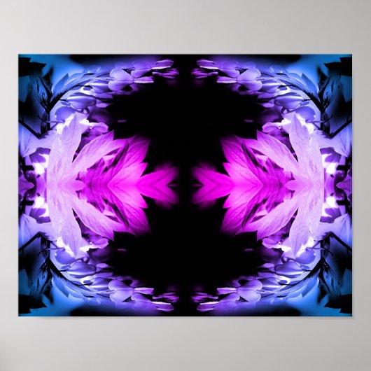 Bloedend Hart Bloemig Zwart Wit Getint Abstract Poster (Voorkant)