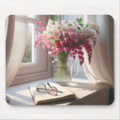 Bloedend hart boeket met boek muismat (Voorkant)