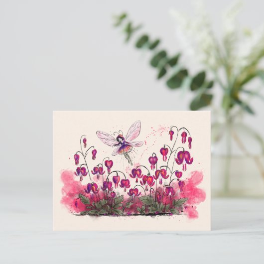 Bloedend hart fee briefkaart (Staand voorkant)