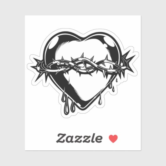 Bloedend hart  illustratie sticker (Vel)