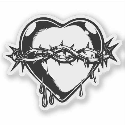 Bloedend hart  illustratie sticker (Voorkant)