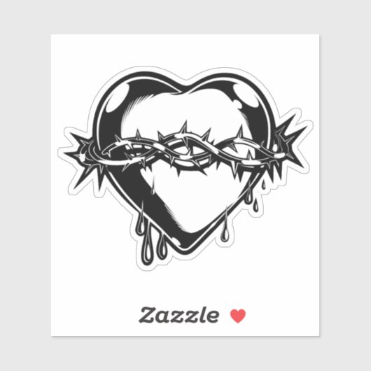 Bloedend hart  illustratie sticker (Vel)