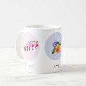 Bloedend hart, slipjes en aster bloemen koffiemok (Voorkant links)