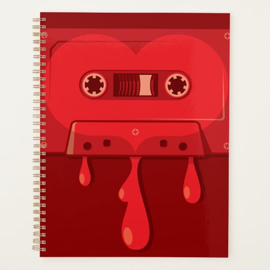 Bloedende audio cassette spiraalplanner planner (Voorkant)