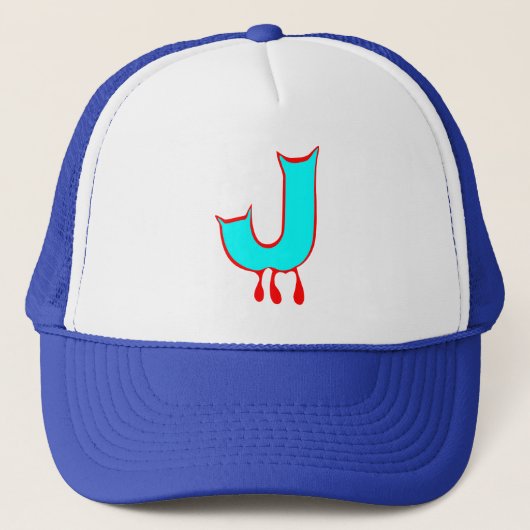 ╚"★ Bloedende Duivelstanden-Initiaal J Trucker Hoe Pet (Voorkant)