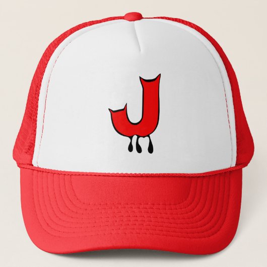 ╚"★ Bloedende Duivelstanden-Initiaal J Trucker Hoe Pet (Voorkant)