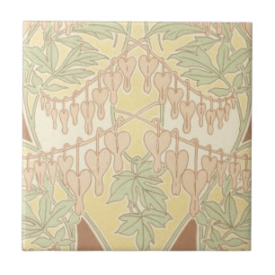 bloedende hartbloemen vintage art nouveau patroon tegeltje