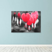 Bloedende harten Bloemen: rode kleur splash Canvas Afdruk (Insitu (Houten vloer))