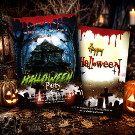 Bloederig Geestenhuis Begraafplaats Halloween Fees Kaart