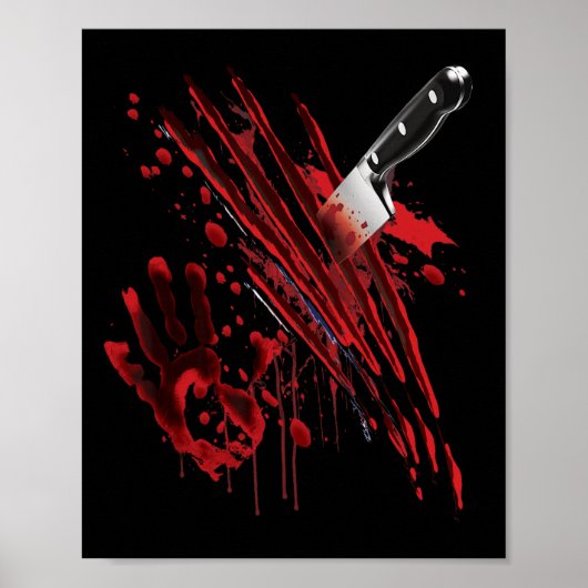 Bloederig mes bloed bevlekt bloed spetter grafisch poster (Voorkant)
