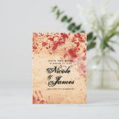 Bloederig  papier Halloween Save the Date Aankondigingskaart (Staand voorkant)