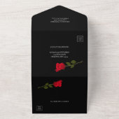 Bloederig Roos Elegant Zwart Gotisch All In One Uitnodiging (Buitenkant)