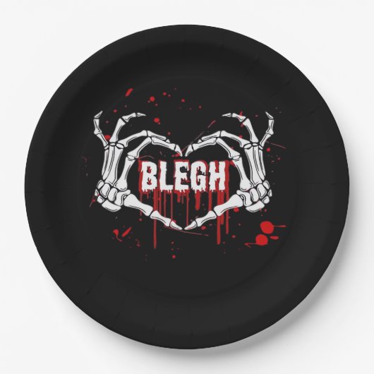 Bloederige afbraak, skelet hart handen EMO, metaal Papieren Bordje (Voorkant)