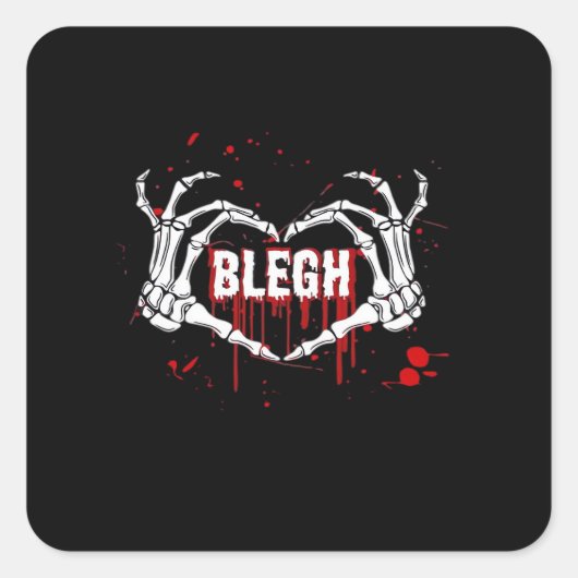 Bloederige afbraak, skelet hart handen EMO, metaal Vierkante Sticker (Voorkant)