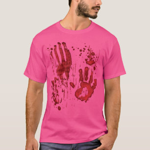 Bloederige bloedspatten zombie handen handafdrukke t-shirt