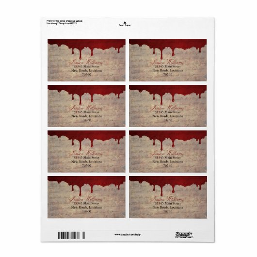 Bloederige druppel etiket (Full Sheet)