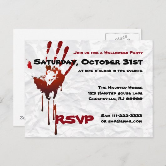 Bloederige feestuitnodiging uitnodiging briefkaart (Voorkant / Achterkant)