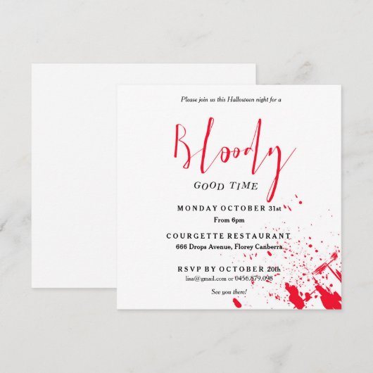 Bloederige Goede Tijd Scary Party Halloween Uitnod Kaart (Voorkant / Achterkant)
