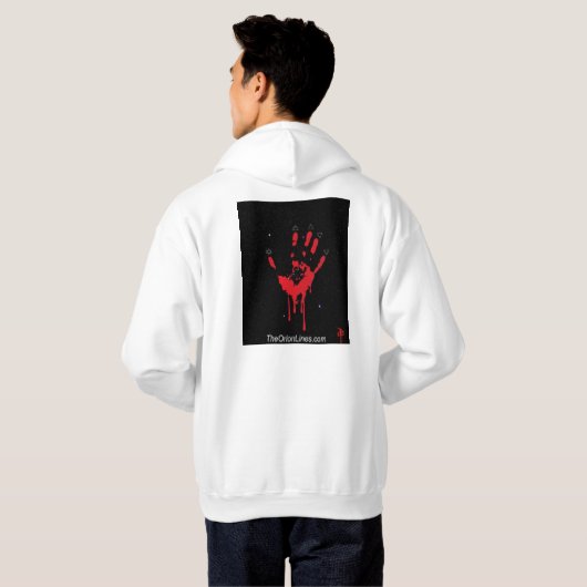 Bloederige hand print hoodie (Achterkant volledig)