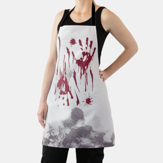 Bloederige Hand Prints Paarse Mist Patroon Hallowe Schort (Insitu)