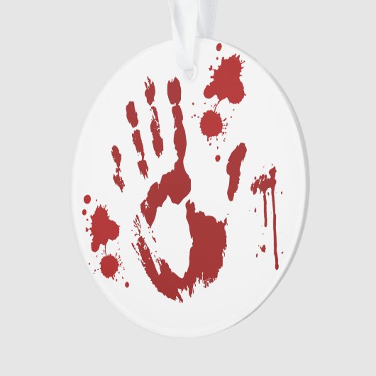 Bloederige handafdruk bloedspat ornament (voorkant)