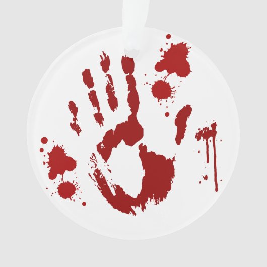 Bloederige handafdruk bloedspat ornament (voorkant)