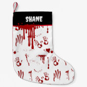 Bloederige handafdrukken Bloed Verspreide Horror F Kleine Kerstsok (Voorkant)