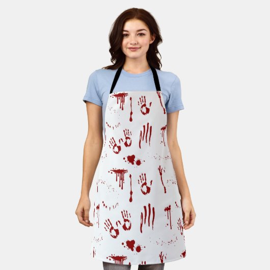 Bloederige handafdrukken Bloedvlekken en Bloed Spl Schort (Gedragen)