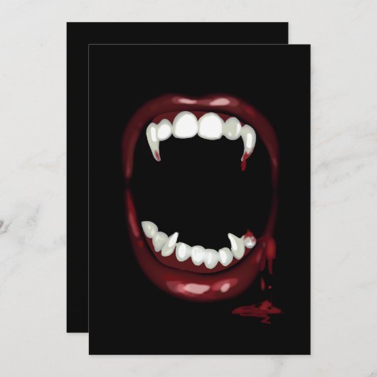 bloederige Vampire Fangs Halloween Kaart (Voorkant / Achterkant)