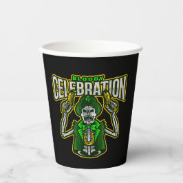 Bloederige viering skelet leprechaun papieren beke bekers