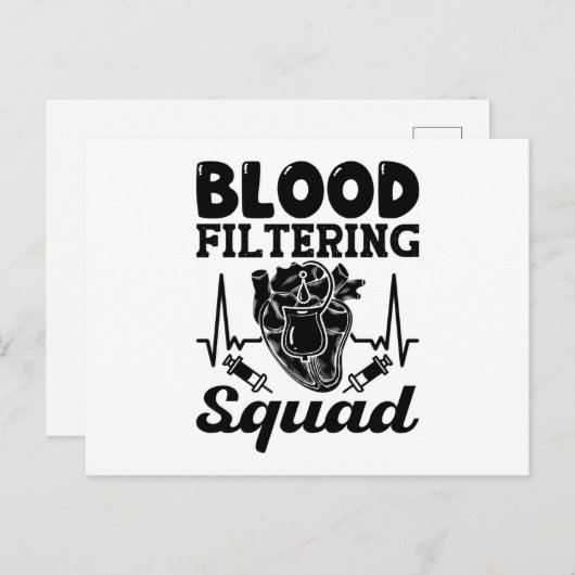 Bloedfiltering Squad Nephrology Dialyse Neurse Briefkaart (Voorkant / Achterkant)