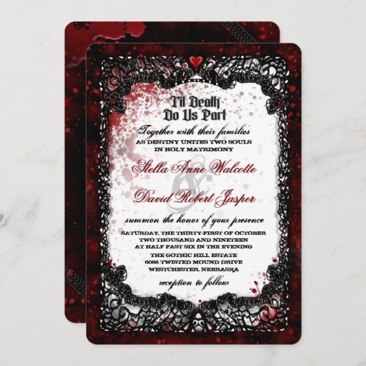 Bloedgeplatte bruiloft "samen met" kaart (Voorkant / Achterkant)