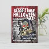 BloedGore Halloween Party Invitation Skull Kaart (Staand voorkant)