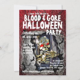 BloedGore Halloween Party Invitation Skull Kaart