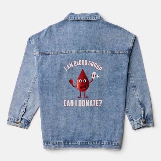Bloedgroep 0 Positieve bloeddonatie Dag Levensbesc Denim Jacket (Achterkant)
