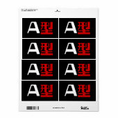 Bloedgroep A Japanse Kanji Etiket (Full Sheet)